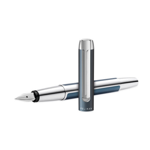 Pelikan PURA mit eloxiertem Aluminium – Federspitze B – Petrol – Patronen