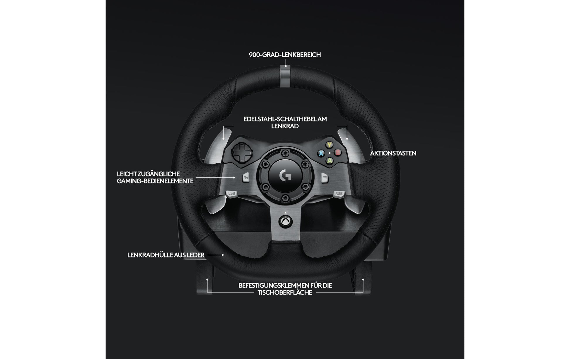 Logitech G G920 Driving Force – Lenkrad + Pedale – Kabelgebunden (USB‑A), Kraft-Rückmeldung, Schwarz