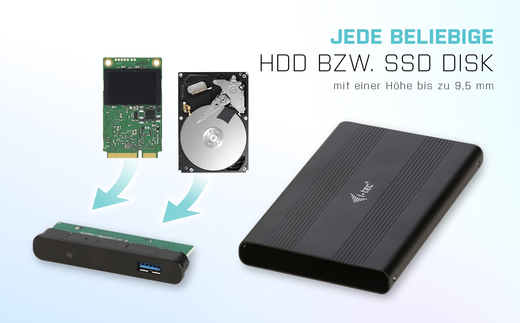 i-tec Advance MySafe AluBasic – 1-Bay HDD/SSD-Gehäuse – für 2,5" HDD/SSD, SATA