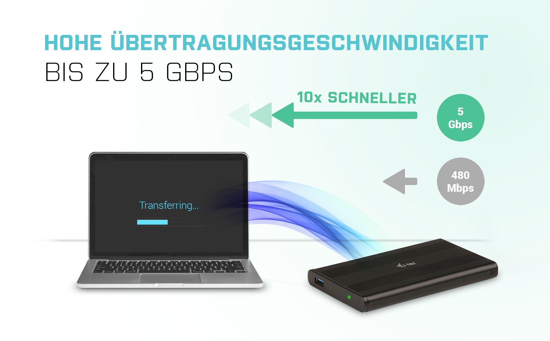 i-tec Advance MySafe AluBasic – 1-Bay HDD/SSD-Gehäuse – für 2,5" HDD/SSD, SATA
