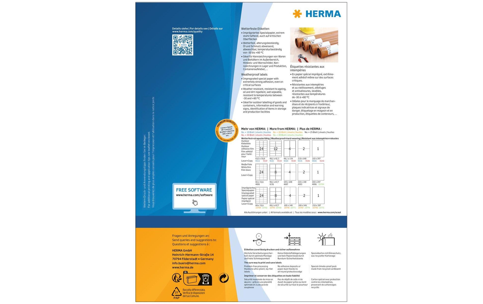 HERMA Schuletiketten – 99,1×67,7 mm, 640 Stk, 80 Bogen, Papier, permanent haftend