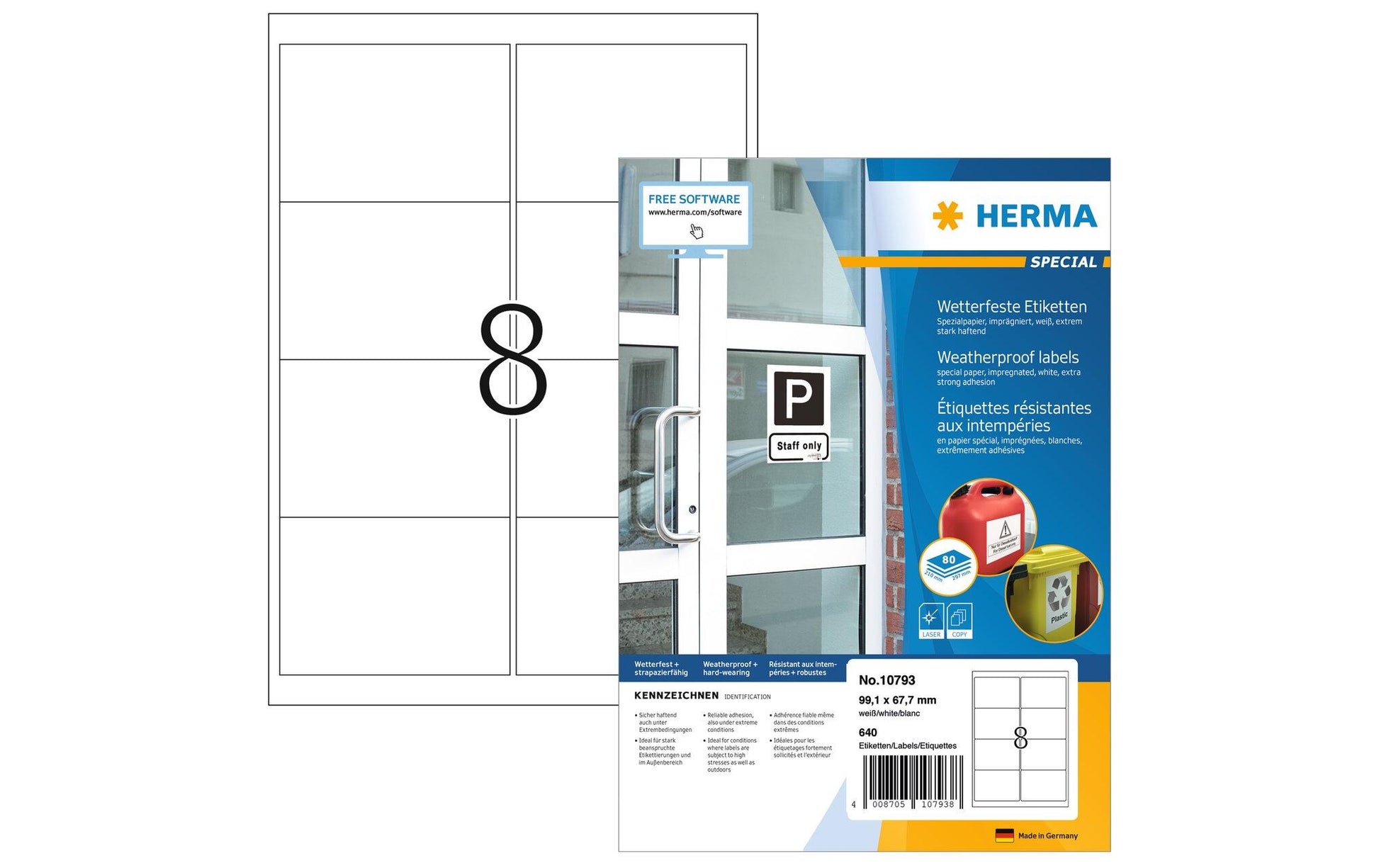 HERMA Schuletiketten – 99,1×67,7 mm, 640 Stk, 80 Bogen, Papier, permanent haftend