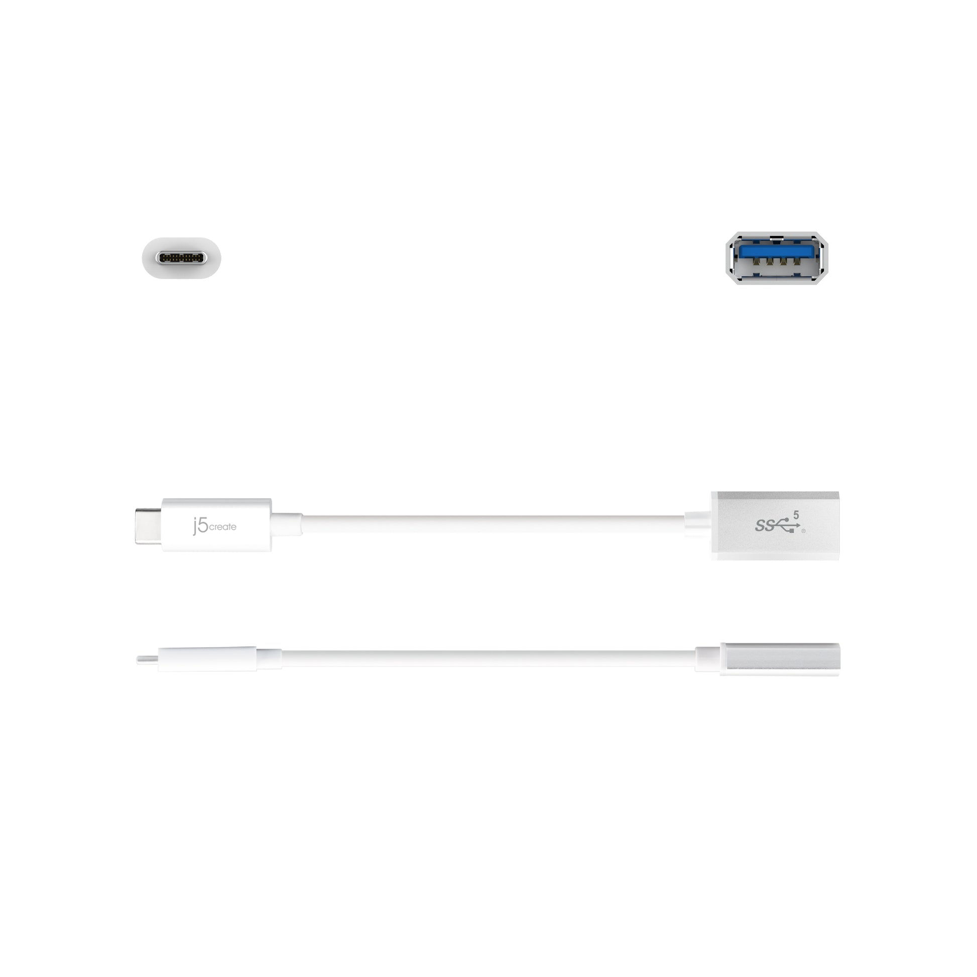 j5create JUCX05-N Adapter USB-C zu USB-A – USB 3.2 Gen 1 (5 Gbit/s), 0,1 m – für Windows/Mac