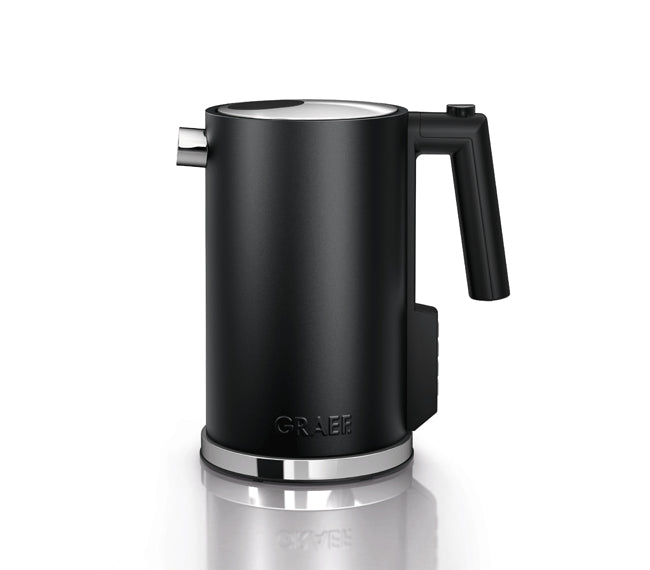 Graef Wasserkocher WK 902 – 1,2 l, Edelstahl, Temperaturwahl, 2015 W, Schwarz, 360°-Sockel