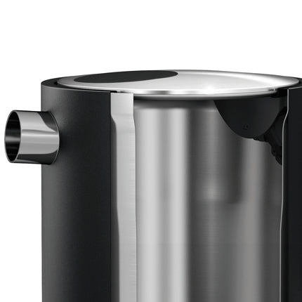 Graef Wasserkocher WK 902 – 1,2 l, Edelstahl, Temperaturwahl, 2015 W, Schwarz, 360°-Sockel