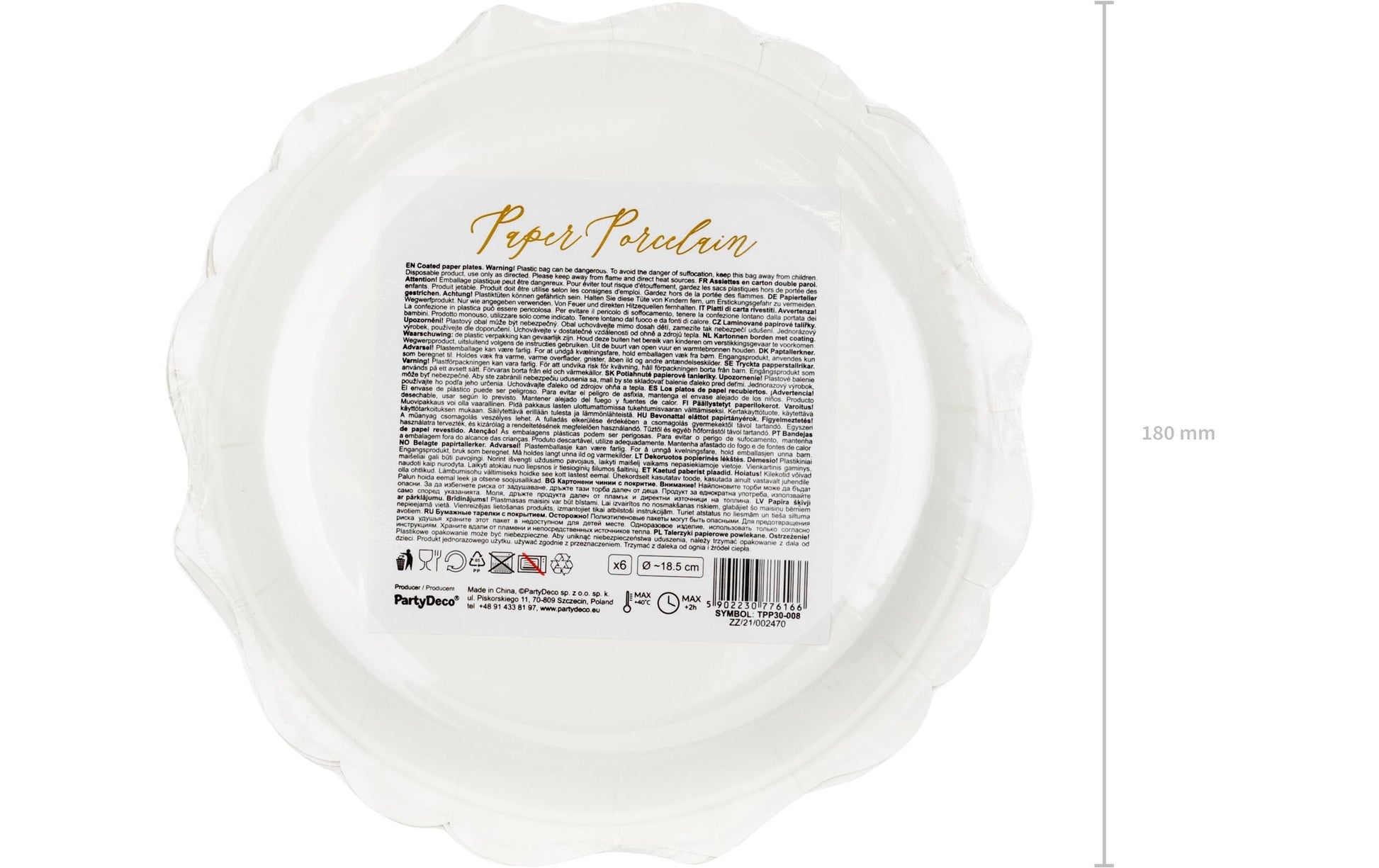 PartyDeco Papierteller – Ø 18,5 cm – 6 Stk.