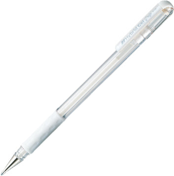 Pentel Hybrid Gel Grip Gelschreiber – weiss, 0,8 mm, wasserfest, lichtbeständig, für dunkles Papier, Kappe