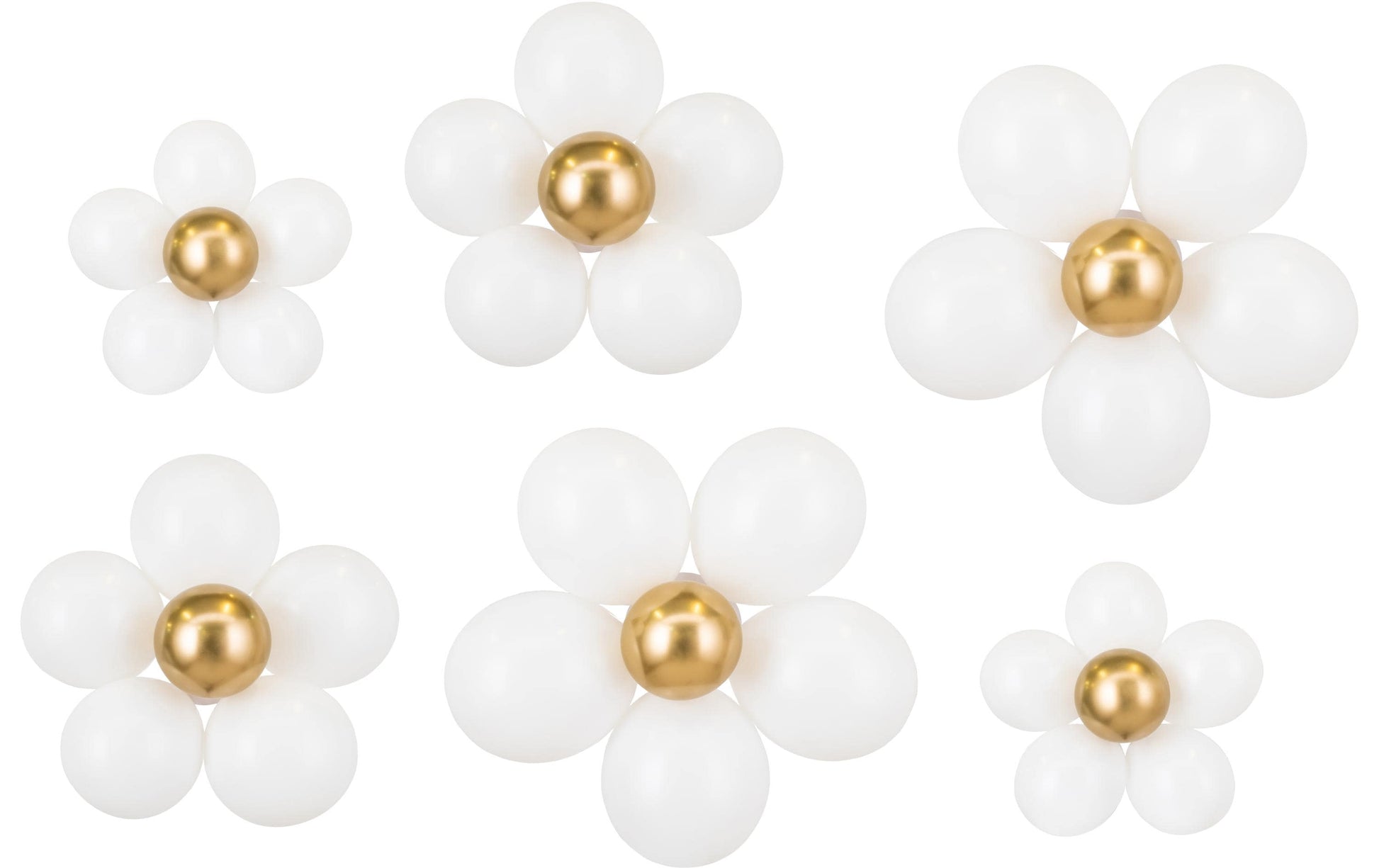 PartyDeco Luftballons Blumen – Gold/Weiss – Ø 40–50 cm – Latex – 36 Stk