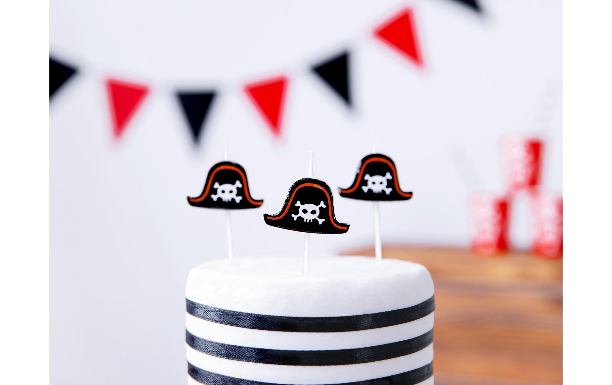 PartyDeco Geburtstagskerzen Pirat – Schwarz – 2 cm – 5 Stk
