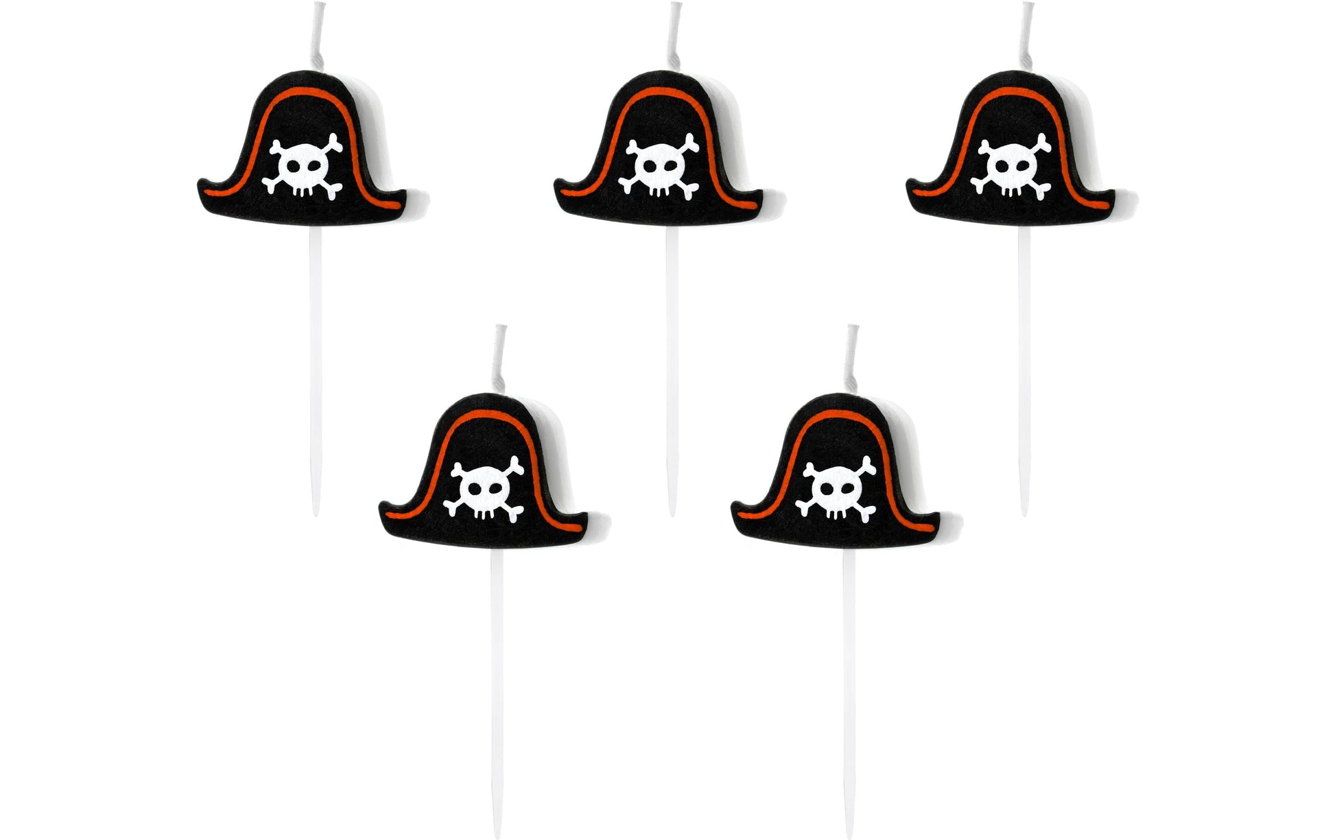 PartyDeco Geburtstagskerzen Pirat – Schwarz – 2 cm – 5 Stk
