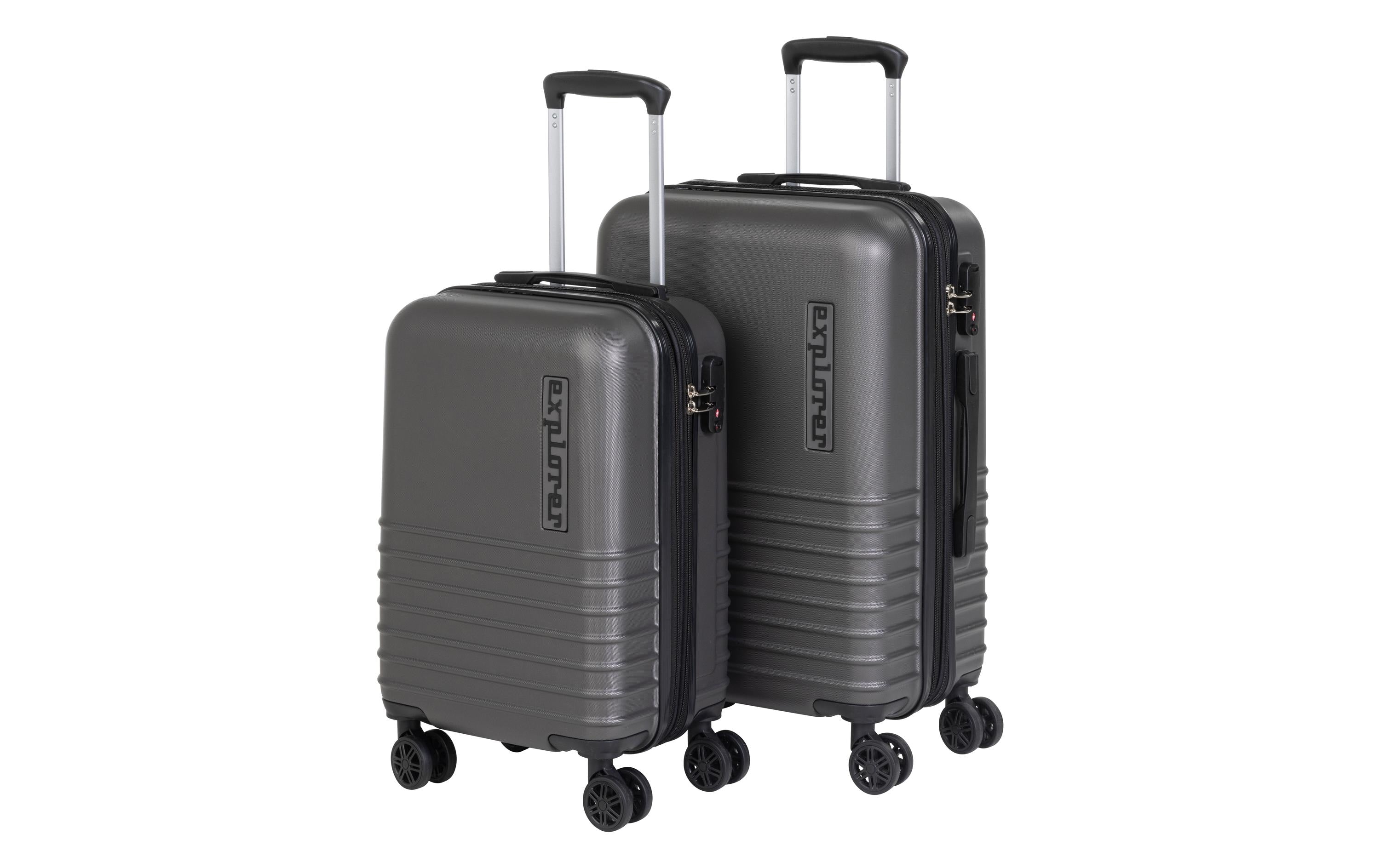 FTM Kofferset Explorer 2er-Set Handgepäck – Hartschale, 4 Rollen, Dunkelgrau