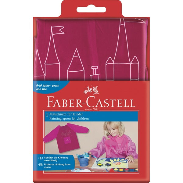 Faber-Castell Malschürze, ab 6 Jahren, Polyester, rosa, lange Ärmel, Klettverschluss
