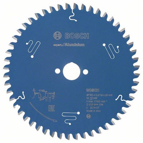 Bosch Expert Kreissägeblatt 160 × 20 × 2,2 mm, 52 Zähne Hartmetall (TCT) – für Aluminium – 1 Stk