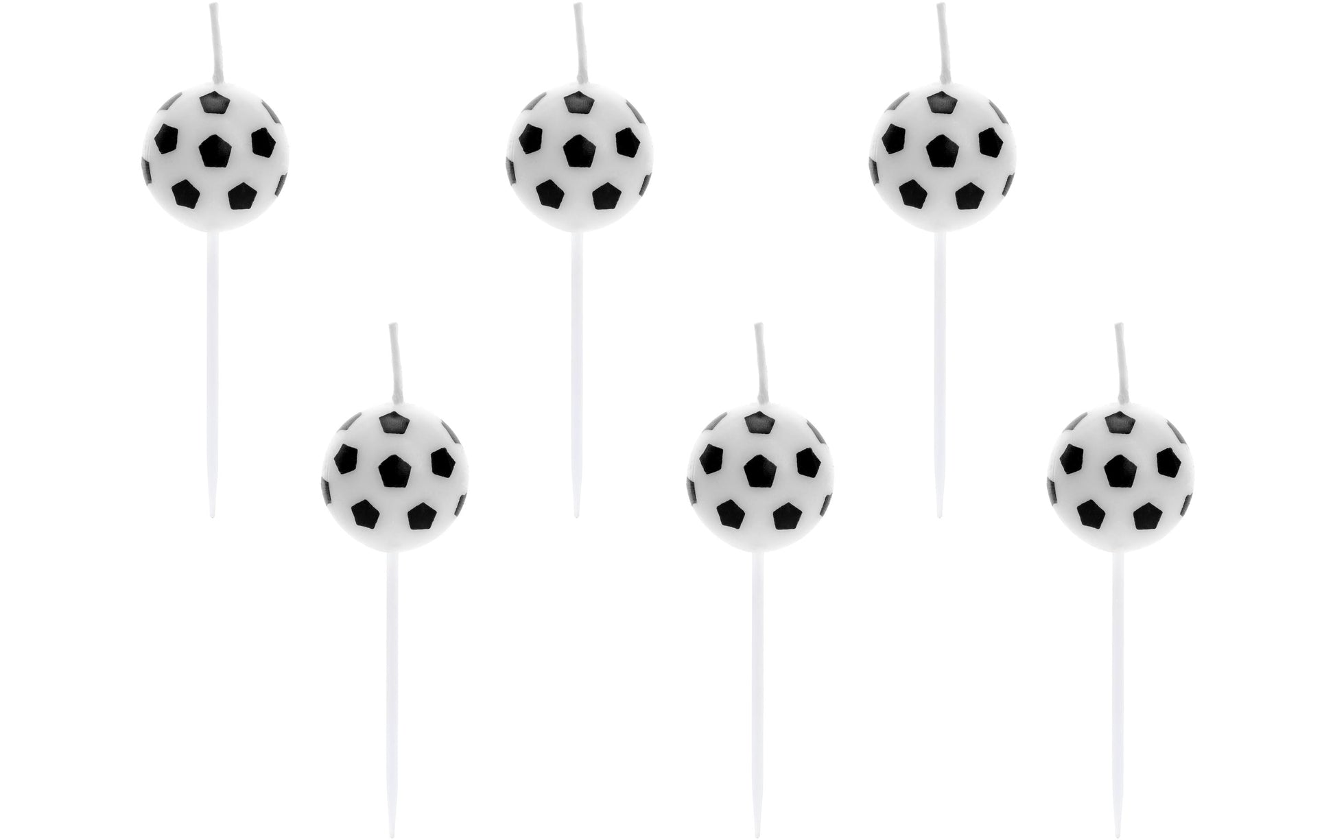 PartyDeco Geburtstagskerzen Bälle – Schwarz/Weiss – 2,5 cm – 6 Stk