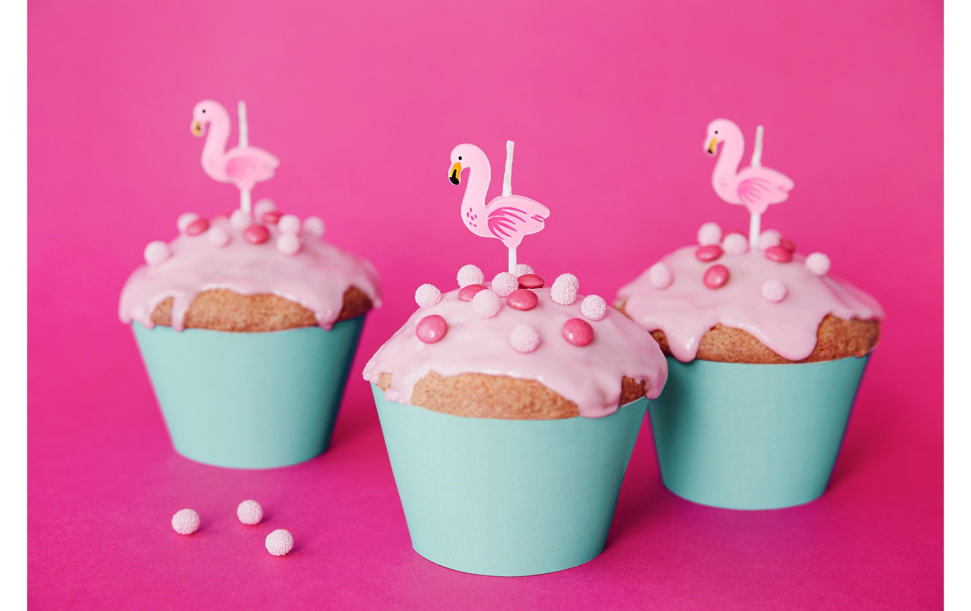 PartyDeco Geburtstagskerzen Flamingos – Rosa – 3 cm – 5 Stk