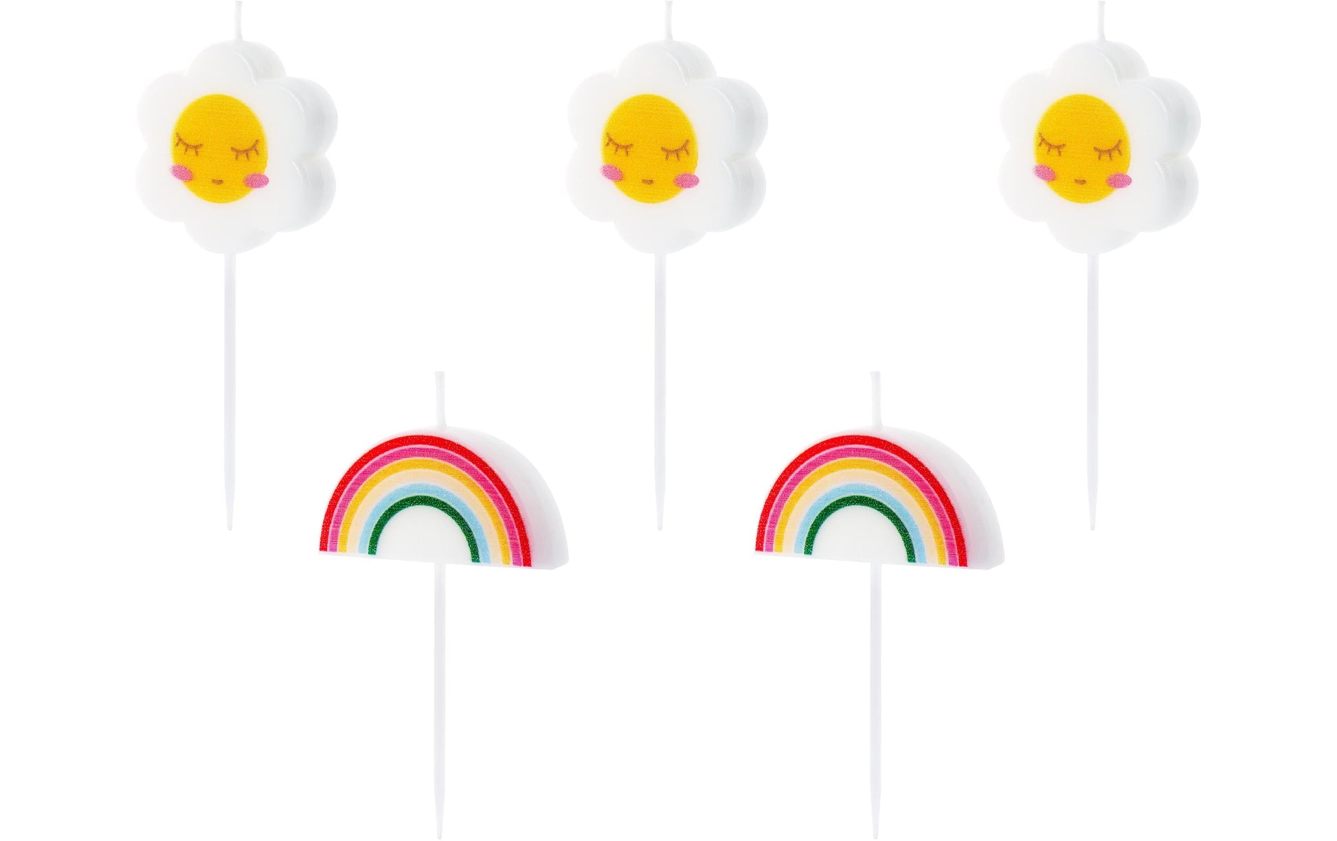 PartyDeco Geburtstagskerzen Gänseblümchen – mehrfarbig – 3,5 cm – 5 Stk