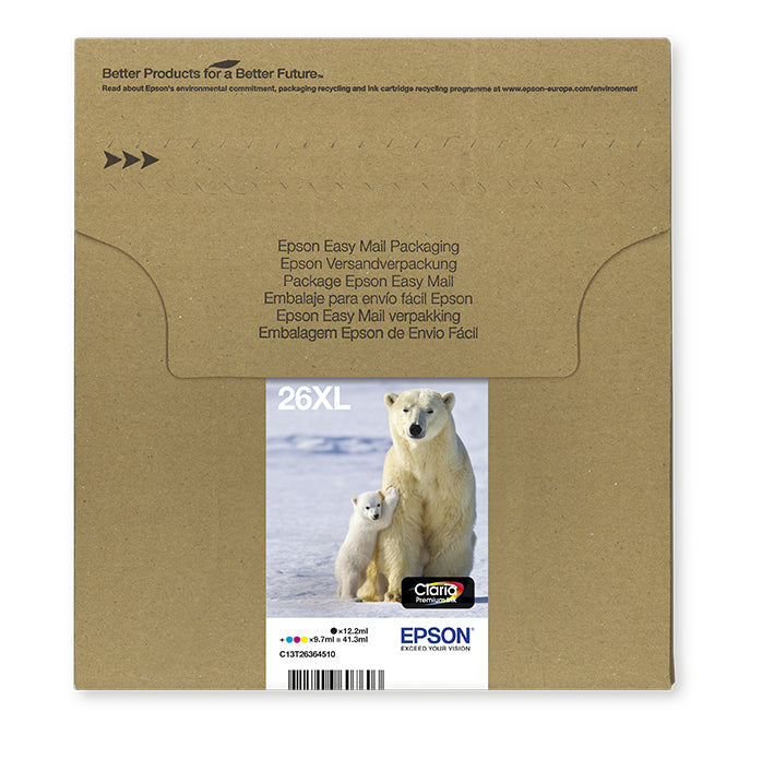 Epson Tintenpatronen-Multipack 26XL, CMYK, XL, 4er-Pack