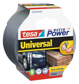 TESA Extra Power Gewebeband/Gaffa – 50 mm × 50 m, silber, gewebeverstärkt, 1 Stück