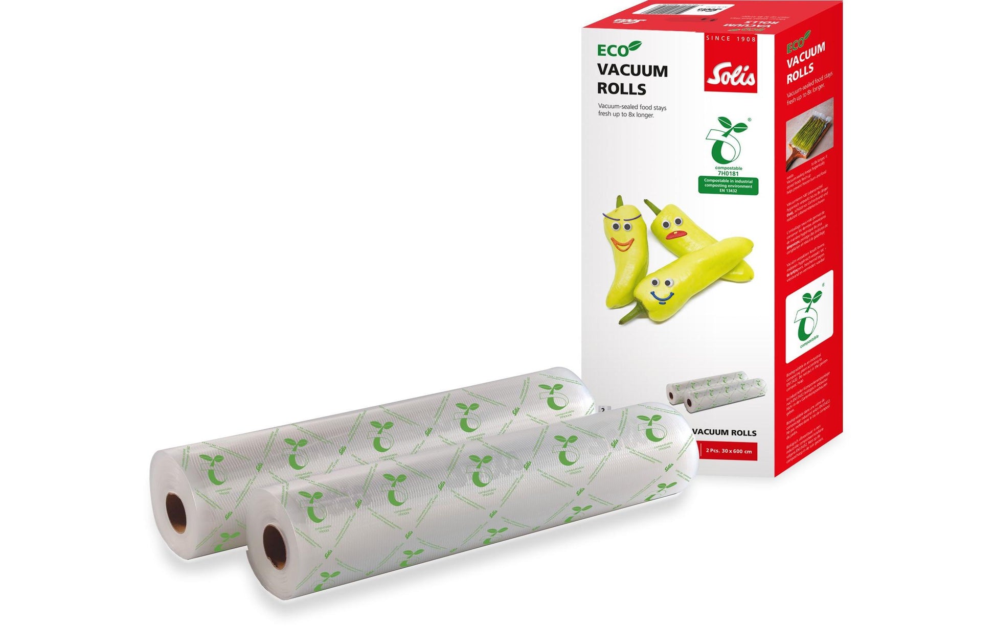 Solis Vakuumierrolle – 30 × 6 m, 2 Rollen, Kunststoff, Transparent