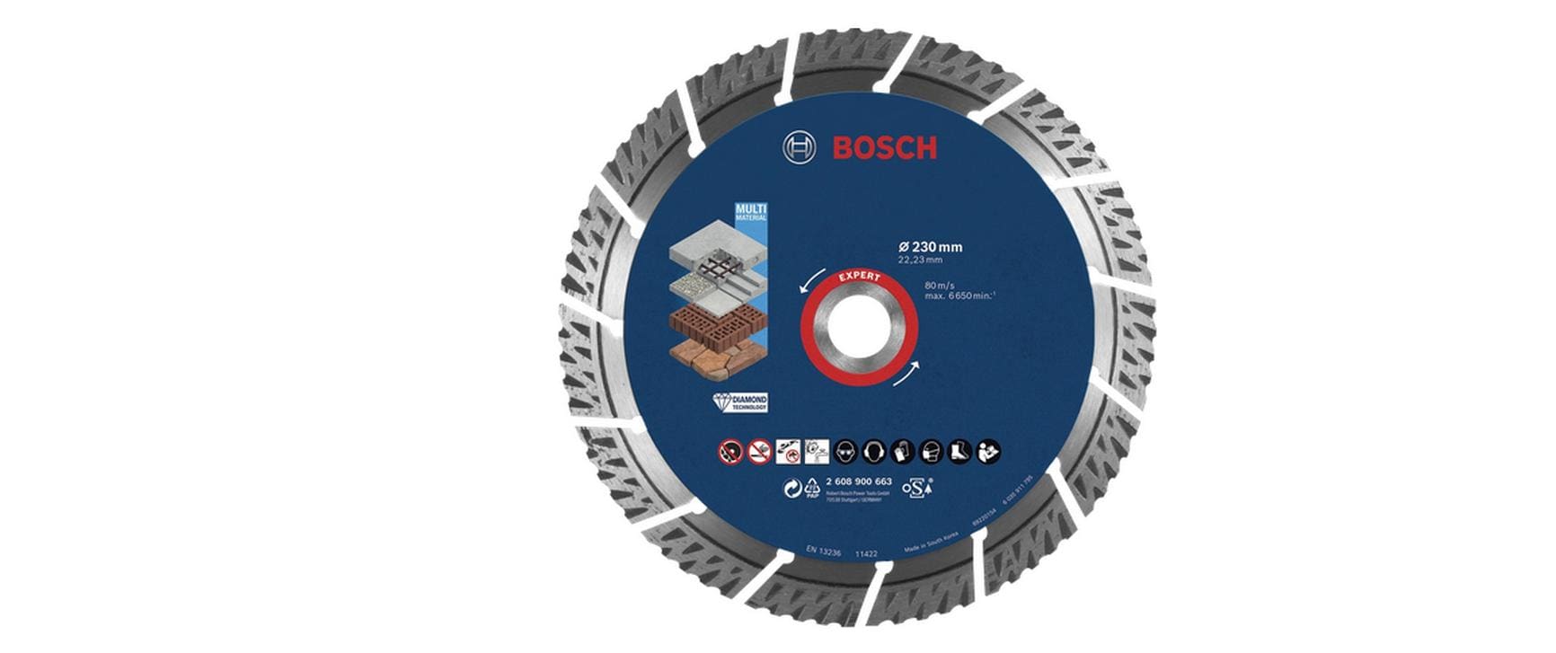 Bosch EXPERT MultiMaterial Diamanttrennscheibe 230 × 22,2 mm Diamant – für Mauerwerk & Beton