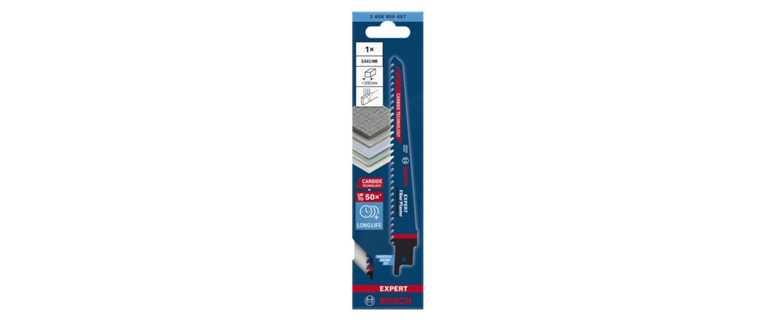 Bosch EXPERT S 641 HM Säbelsägeblatt 100 mm TCT – für Porenbeton, Zementfaser-Paneel, Gipskarton