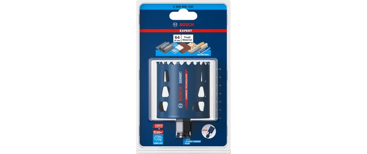 Bosch EXPERT Tough Material Lochsäge 64 × 60 mm Wolframkarbid (TC) – für Fliesen – 1 Stk