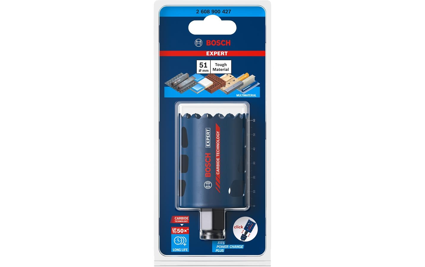 Bosch Lochsäge, Tough Material, EXPERT, 51 mm × 60 mm, schwarz, blau