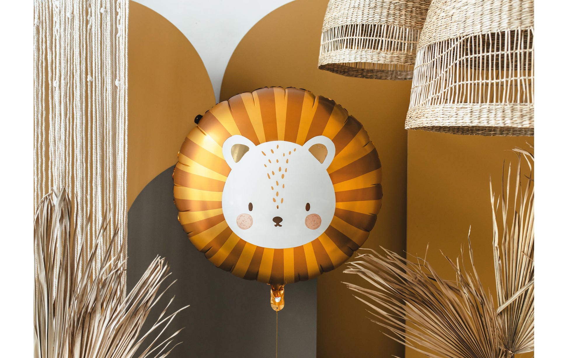 PartyDeco Folienballon Löwe – Gelb – 70 × 67 cm – 1 Stk