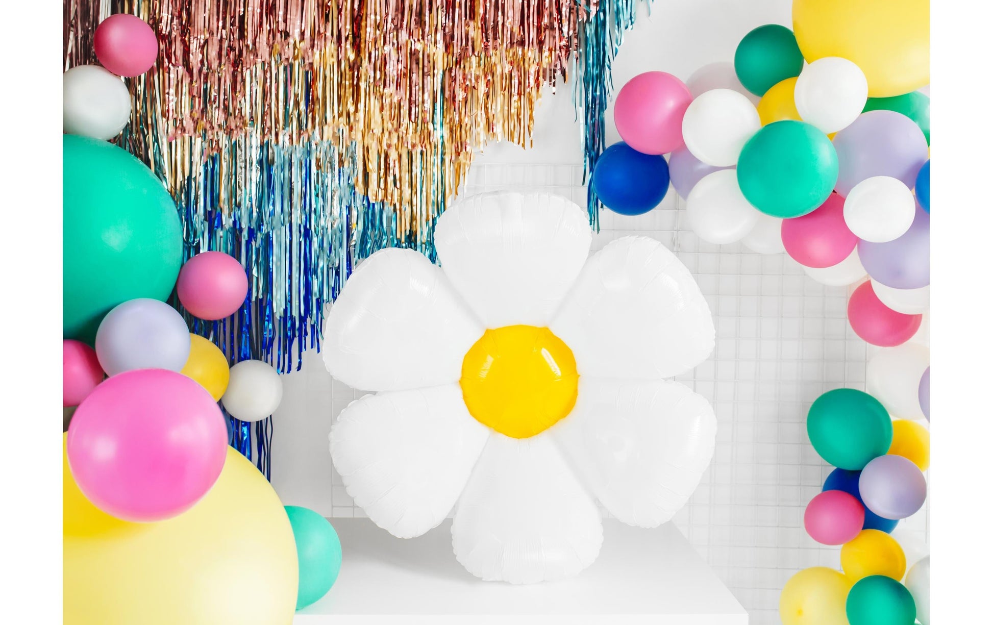 PartyDeco Folienballon Gänseblümchen – Gelb – 97 × 103 cm – 1 Stk
