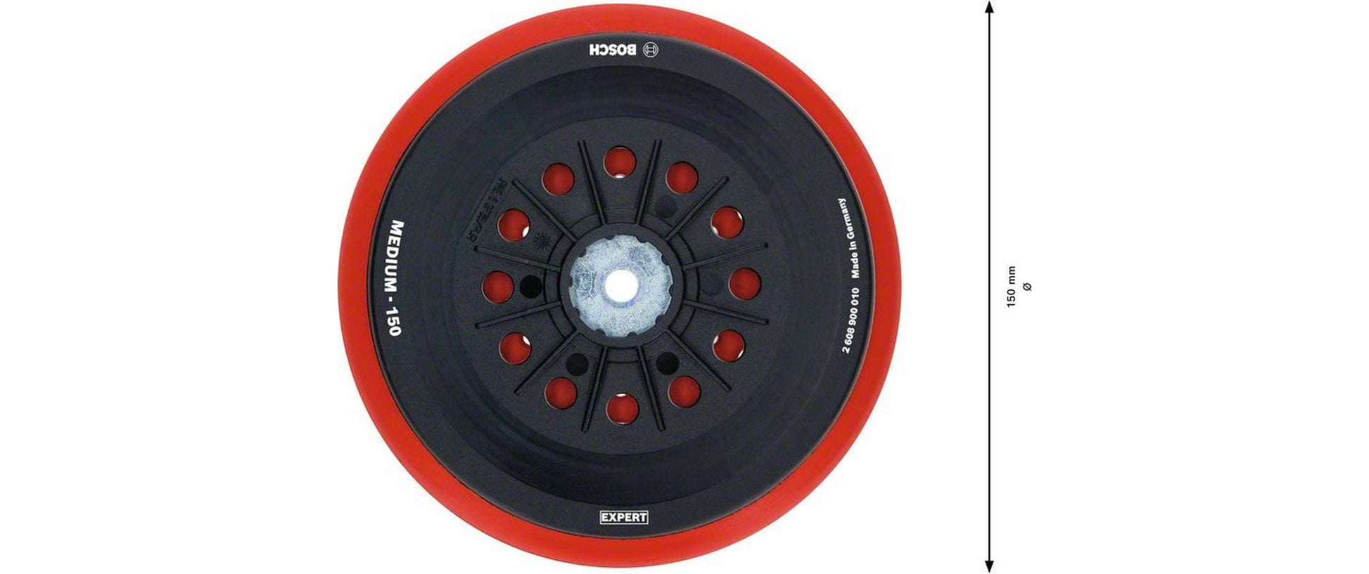Bosch Stützteller, 150 mm, schwarz, rot