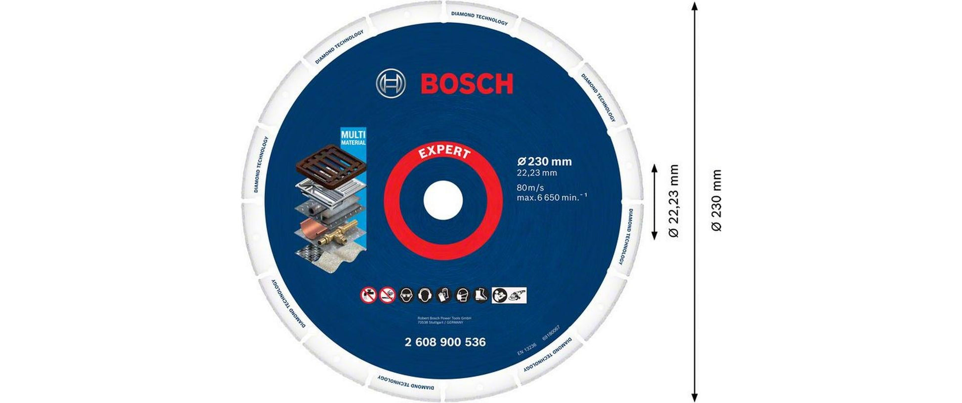 Bosch Trennscheibe, EXPERT Diamond, 230 mm × 22 mm, blau