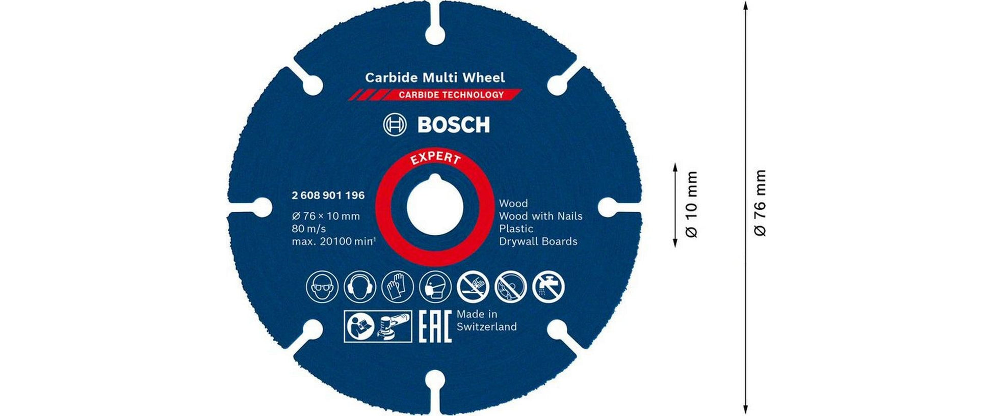 Bosch EXPERT Trennscheibe 76 × 10 mm Hartmetall – für Kunststoff, Holz – 1 Stk
