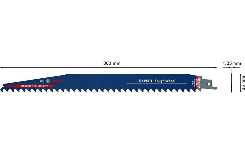 Bosch EXPERT Tough Wood Stichsägeblatt 300 × 8 mm Hartmetall – für Holz