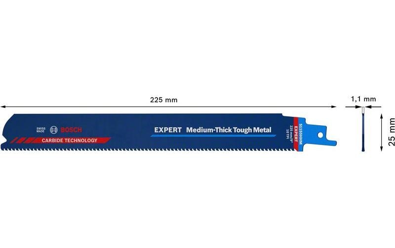 Bosch EXPERT Säbelsägeblatt 225 × 2,5 mm – für Metall – 1 Stk