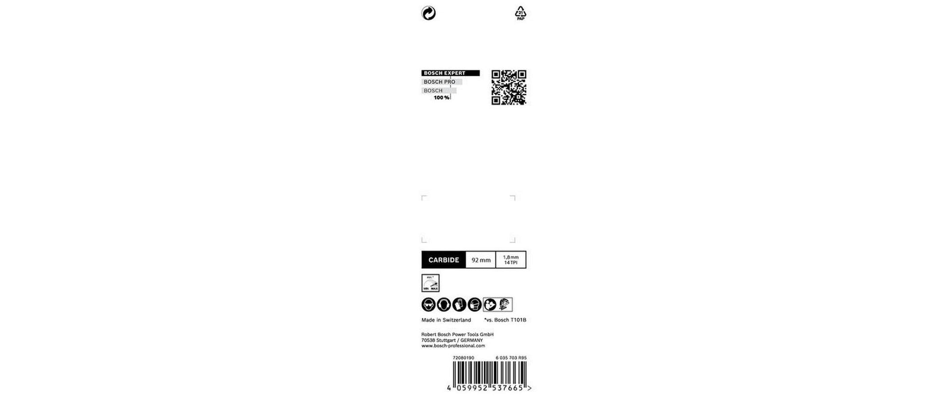 Bosch Professionelles EXPERT Stichsägeblatt 92 mm Hartmetall – für Laminat – 3 Stk – 14 TPI