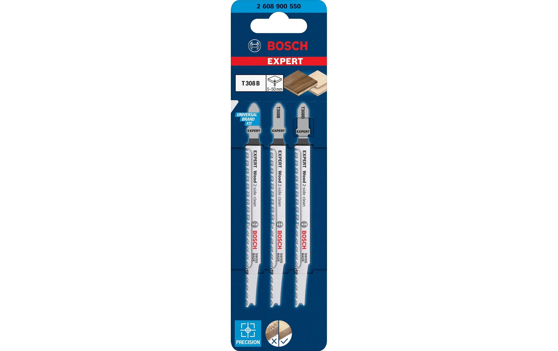 Bosch Professionelles EXPERT Wood Stichsägeblatt 117 × 2,2 mm HCS – für Holz – 3 Stk