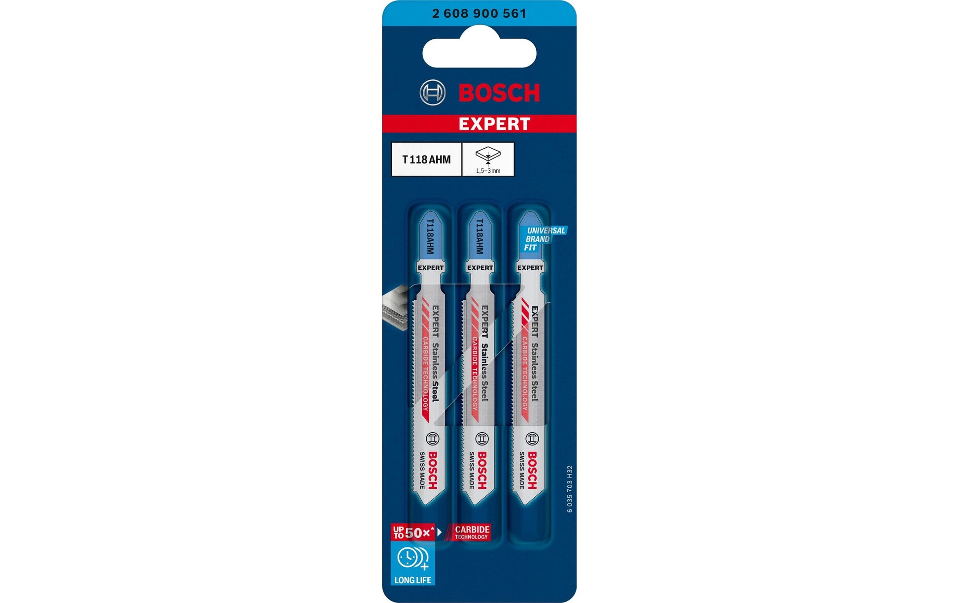 Bosch Professionelles Stichsägeblatt 83 × 1,1 mm Hartmetall – für Metall – 3 Stk