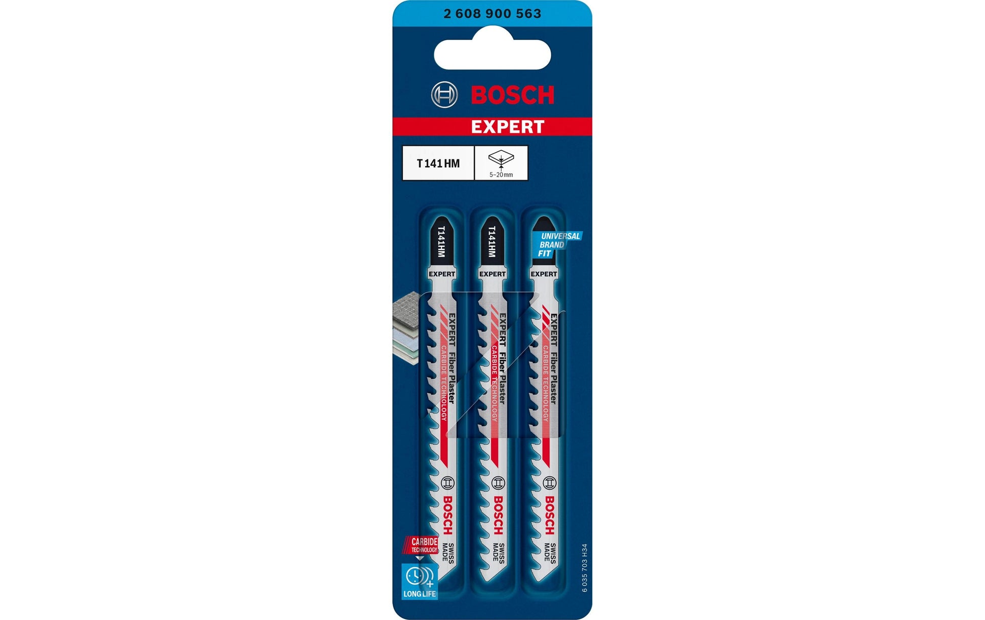Bosch Professionelles Stichsägeblatt 100 mm Hartmetall – für Faserzement, GFK, Gipskarton – 3 Stk