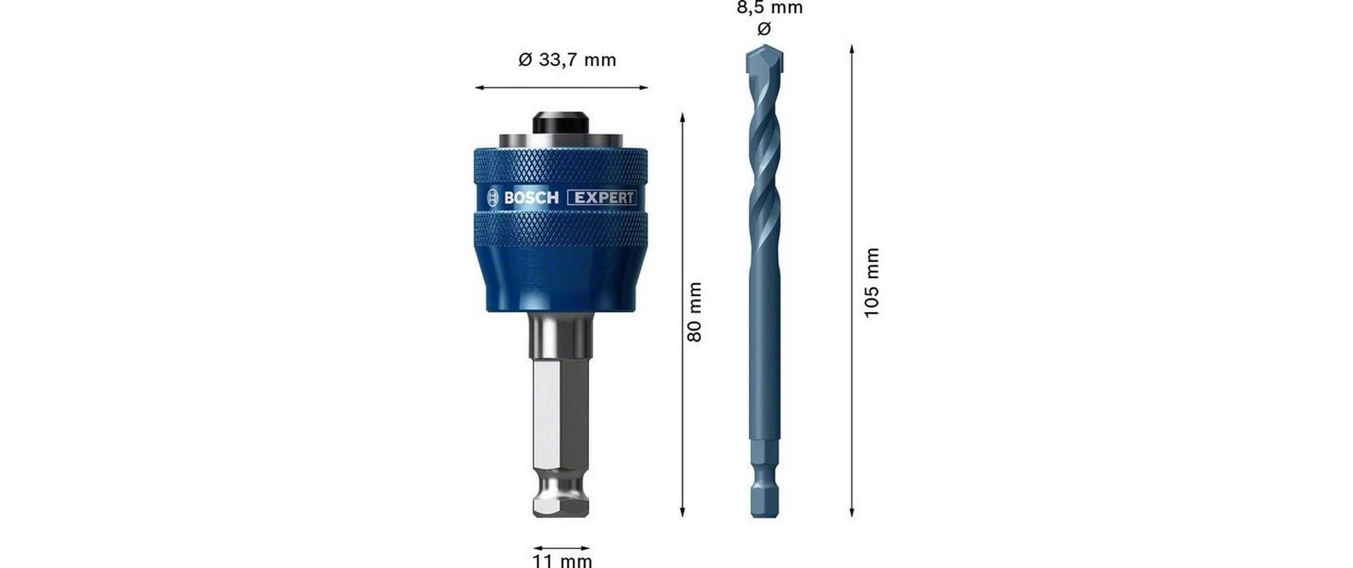 Bosch Professioneller Zentrierbohrer 8,5 × 105 mm TCT – für Mauerwerk & Beton, Metall, Kunststoff – 2 Stk