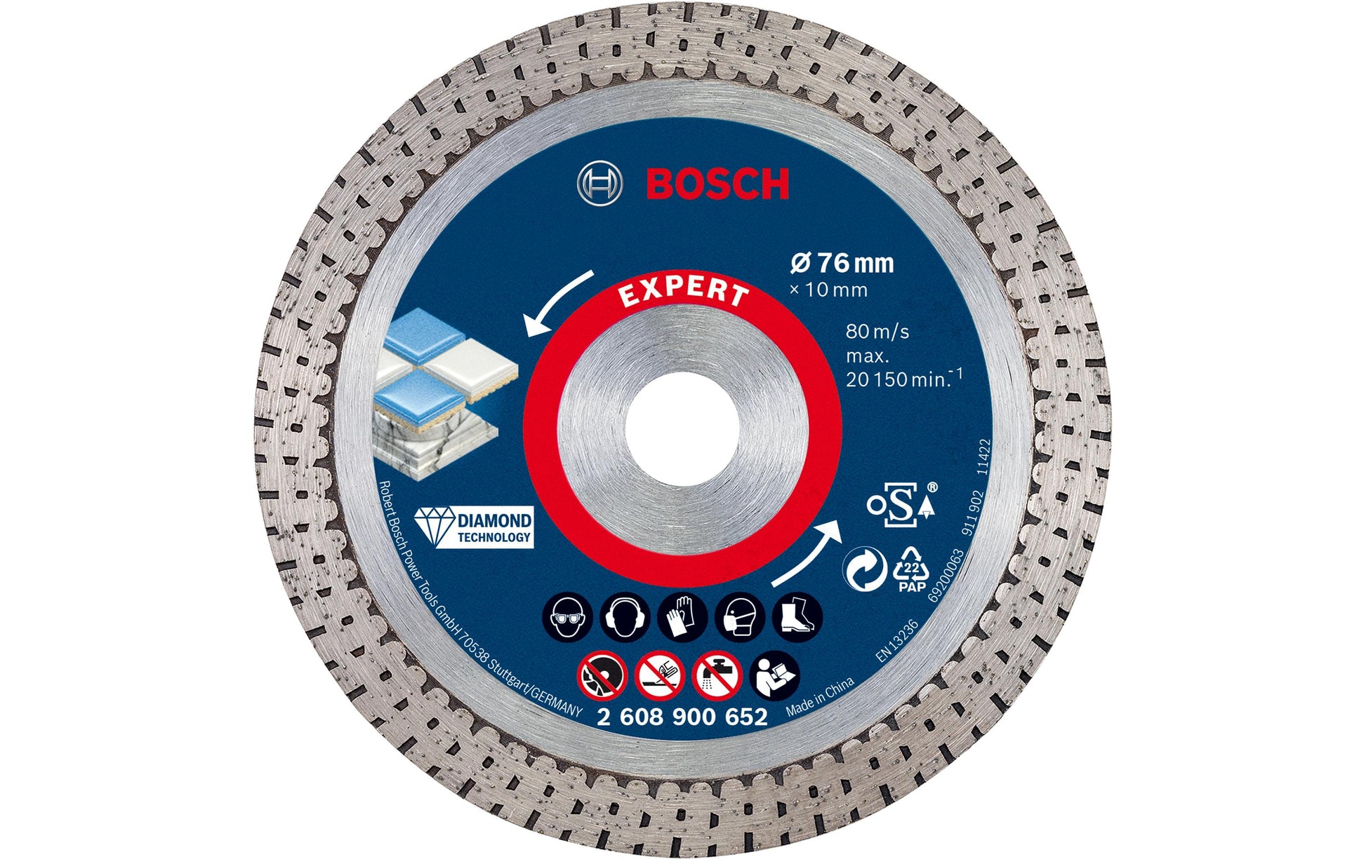 Bosch Diamanttrennscheibe, EXPERT HardCeramic, 76 mm