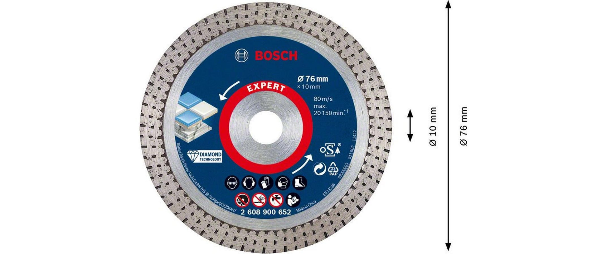 Bosch Diamanttrennscheibe, EXPERT HardCeramic, 76 mm