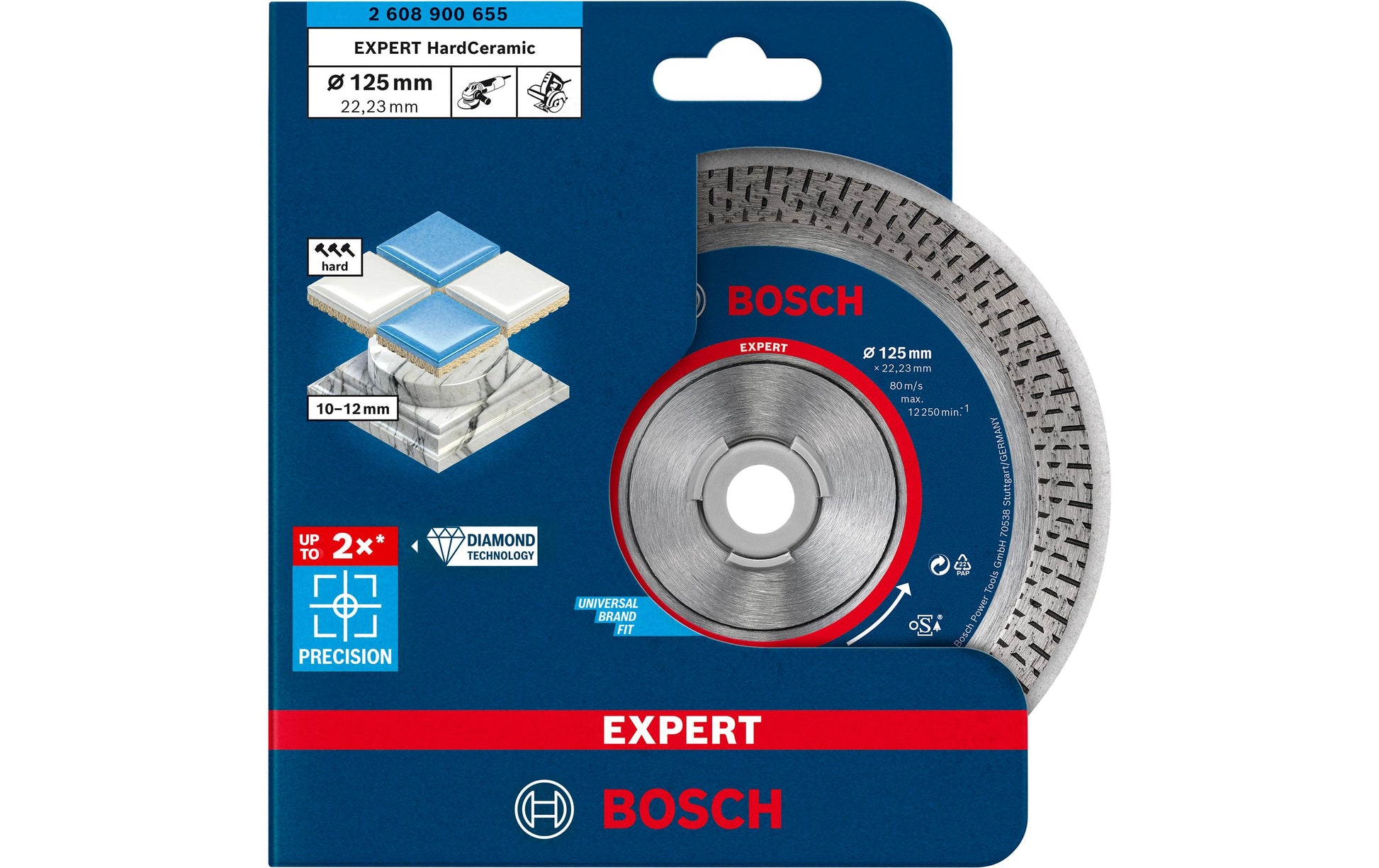 Bosch Expert HardCeramic Diamanttrennscheibe 125 × 22,2 × 1,4 mm – für Fliesen & Hartkeramik – 1 Stk