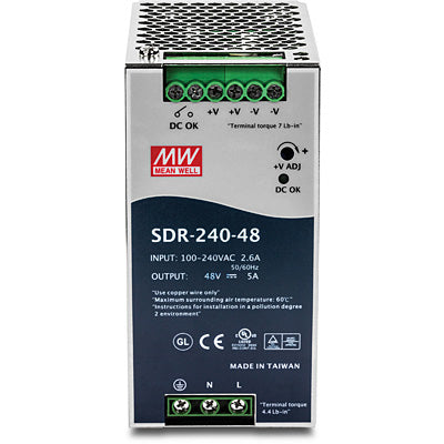 Trendnet TI-S24048 Hutschienen-Netzteil 240 W – aktive PFC, Schutzfunktionen – für PoE-Geräte (Switches, Kameras)