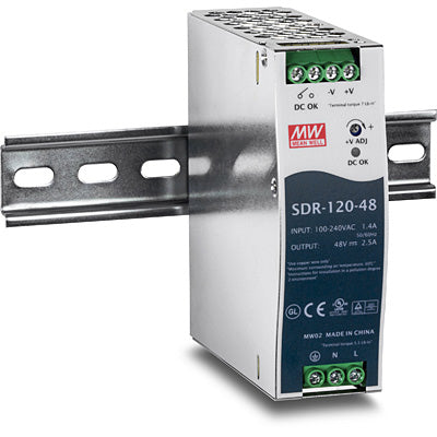 Trendnet TI-S12048 Netzteil 120 W, 48 V – Hutschiene – aktive PFC – für PoE-Geräte (Switches, Kameras usw.)