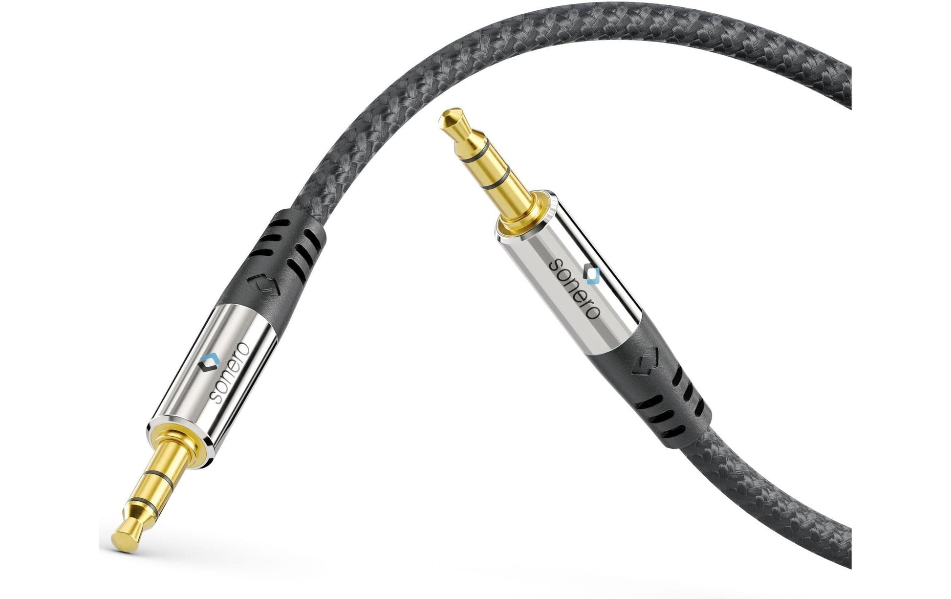 Sonero 3,5 mm Klinkenkabel – Stecker zu Stecker – 1,5 m, vergoldete Stecker, Nylonmantel
