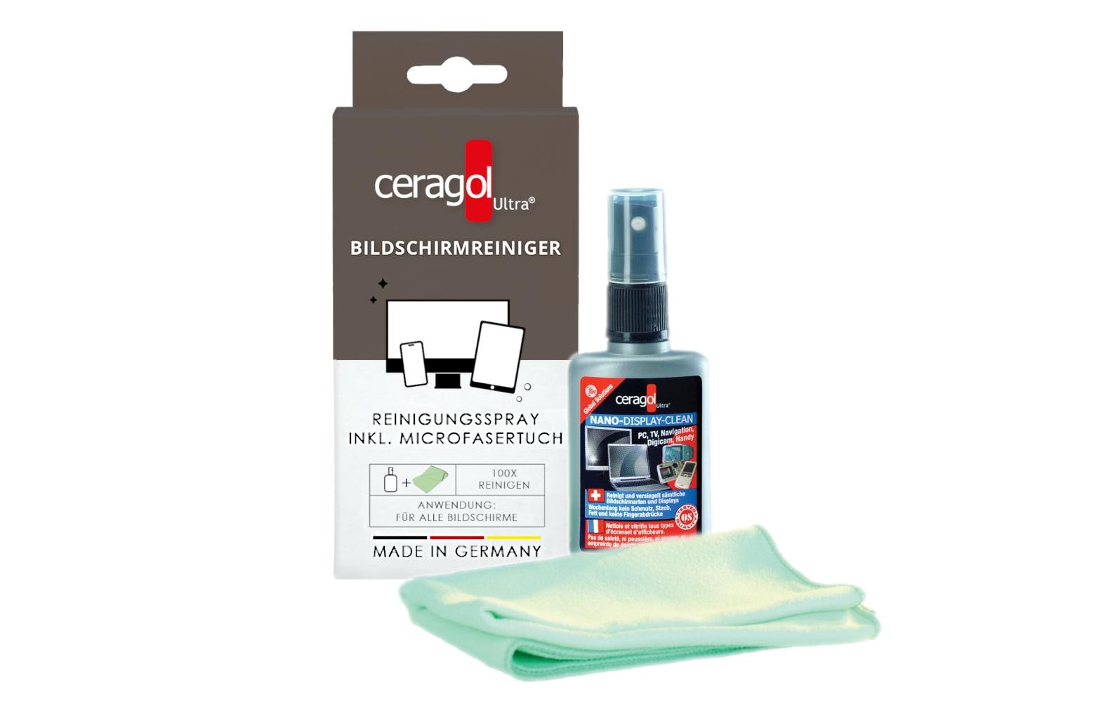 Ceragol Bildschirm-Reinigungsset A08013425 – 50 ml + Tuch – für Smartphone, 1 Stk.
