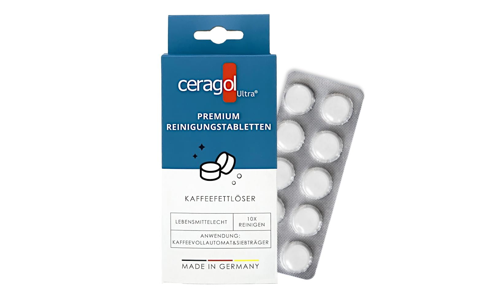 Ceragol Fettlöser-Tabletten – für Kaffeemaschinen, 10 Tabs (2 g)