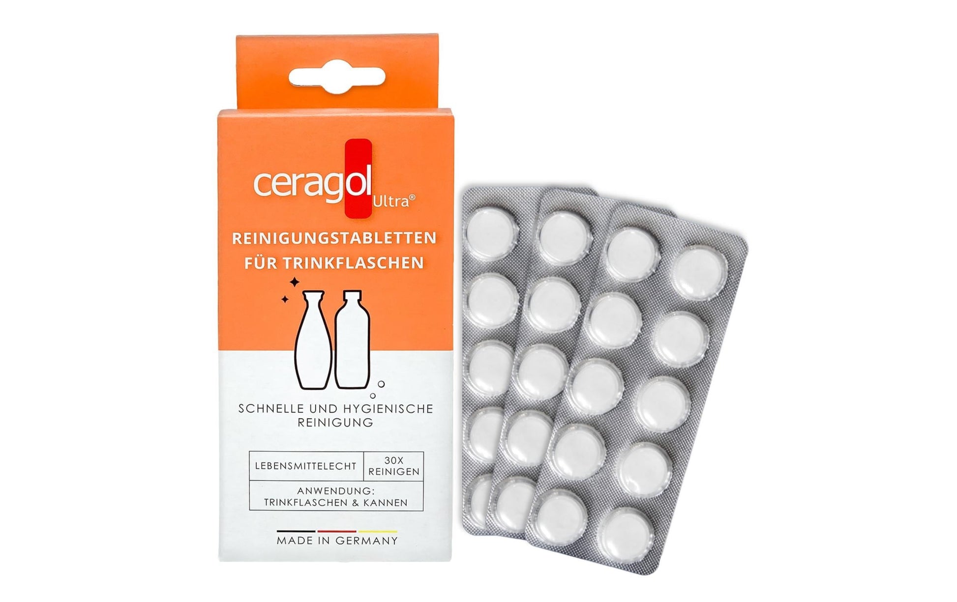 Ceragol Trinkflaschenreiniger für Thermoskannen – Tabs – 60 g, 30 Tabs