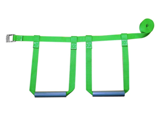 SpanSet Schlaufenband 2'200 × 25 mm, mit Schnalle, Polyester, grün, mit Klemmschloss und 2 Traggriffen