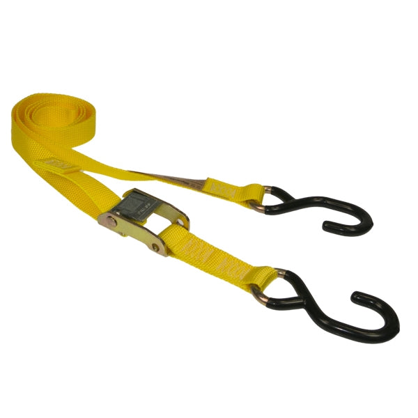 SpanSet Zurrgurte 1,6 m × 25 mm, Polypropylen, Gelb, mit Klemmschloss und Haken, für Anhänger